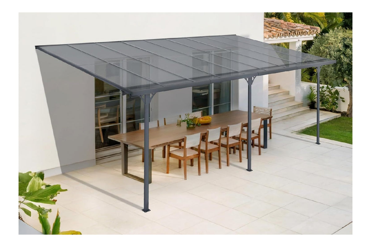 Pergola Tettoia addossata tetto per giardino, Tettoie per auto 556 cm 300 cm