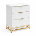 Cassettiera a 3 Cassetti in MDF e Metallo Bianco e Oro 7