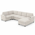 Divano angolare in tessuto con chaise longue e port