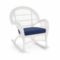 Sedia a dondolo in rattan bianco con c