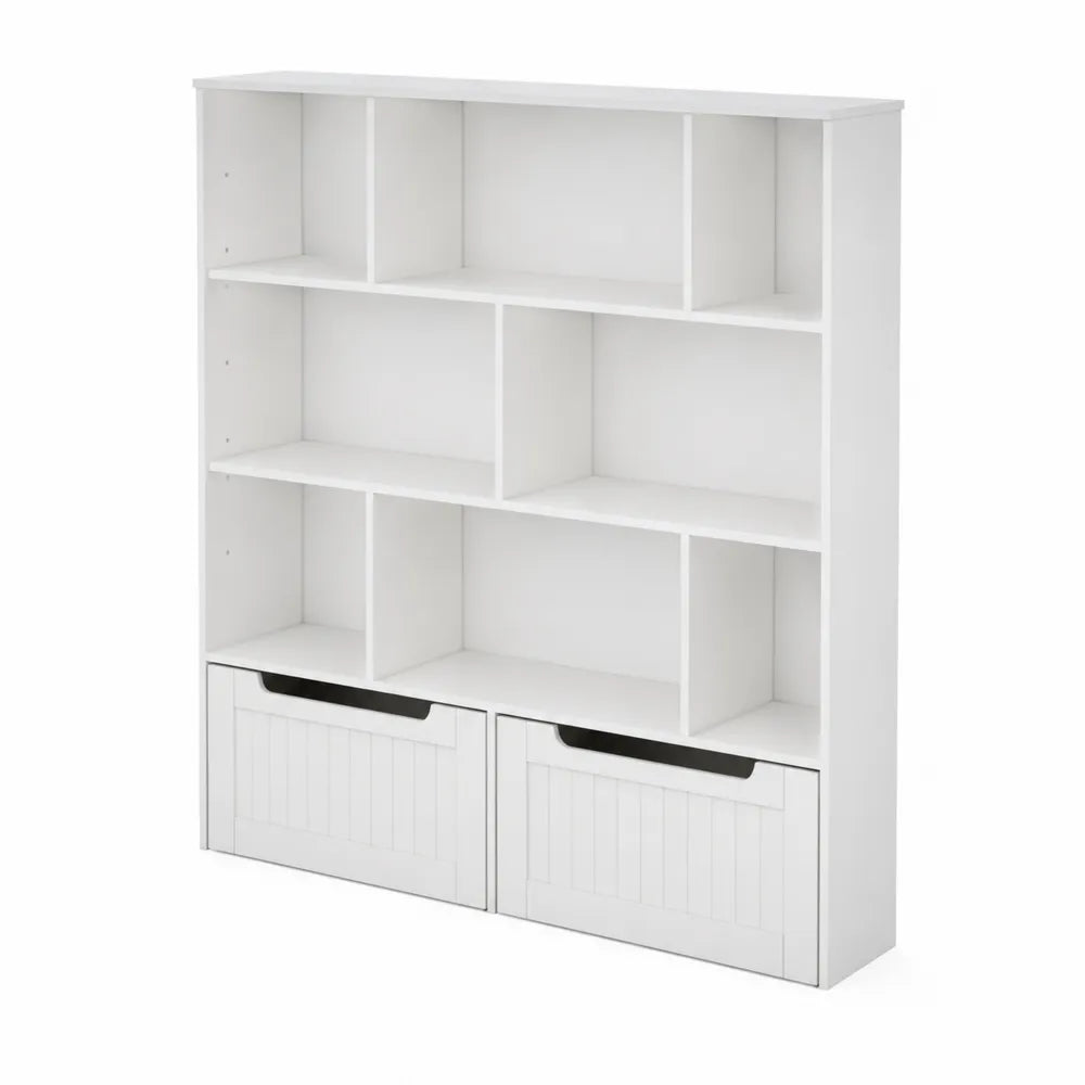 Libreria in Legno Ing. Bianco con Cassetti