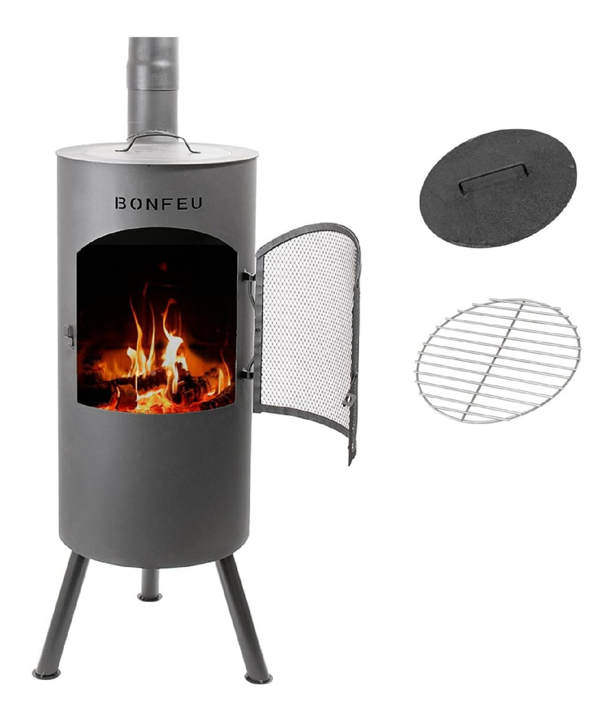 Design elegante alto calore per giardino, Caminetti 160 cm 15 kg
