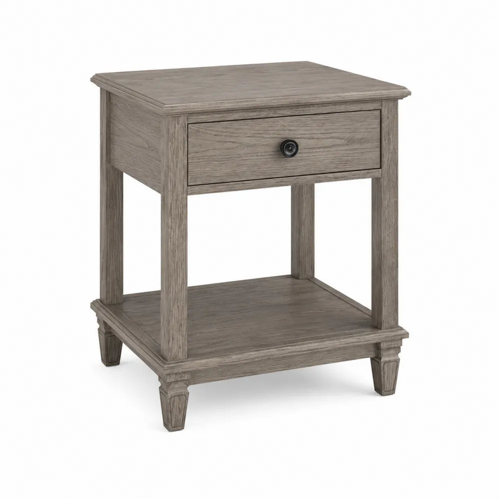 Comodino in Legno Massello Grigio co