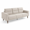 Divano tre posti in tessuto beige con gamb