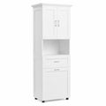 Armadio Alto in Legno MDF Bianco con 2 Ante e Cassetti 19