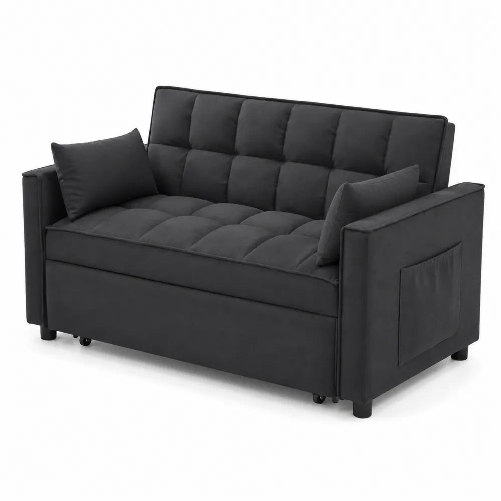 Divano Letto 2 Posti Tessuto Nero 13