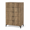 Cassettiera alta a 5 cassetti in legno MDF marrone con gambe